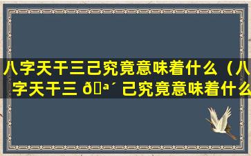 八字天干三己究竟意味着什么（八字天干三 🪴 己究竟意味着什么呢）